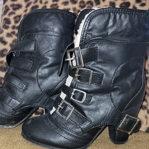 Black Buckle Ankle Boots